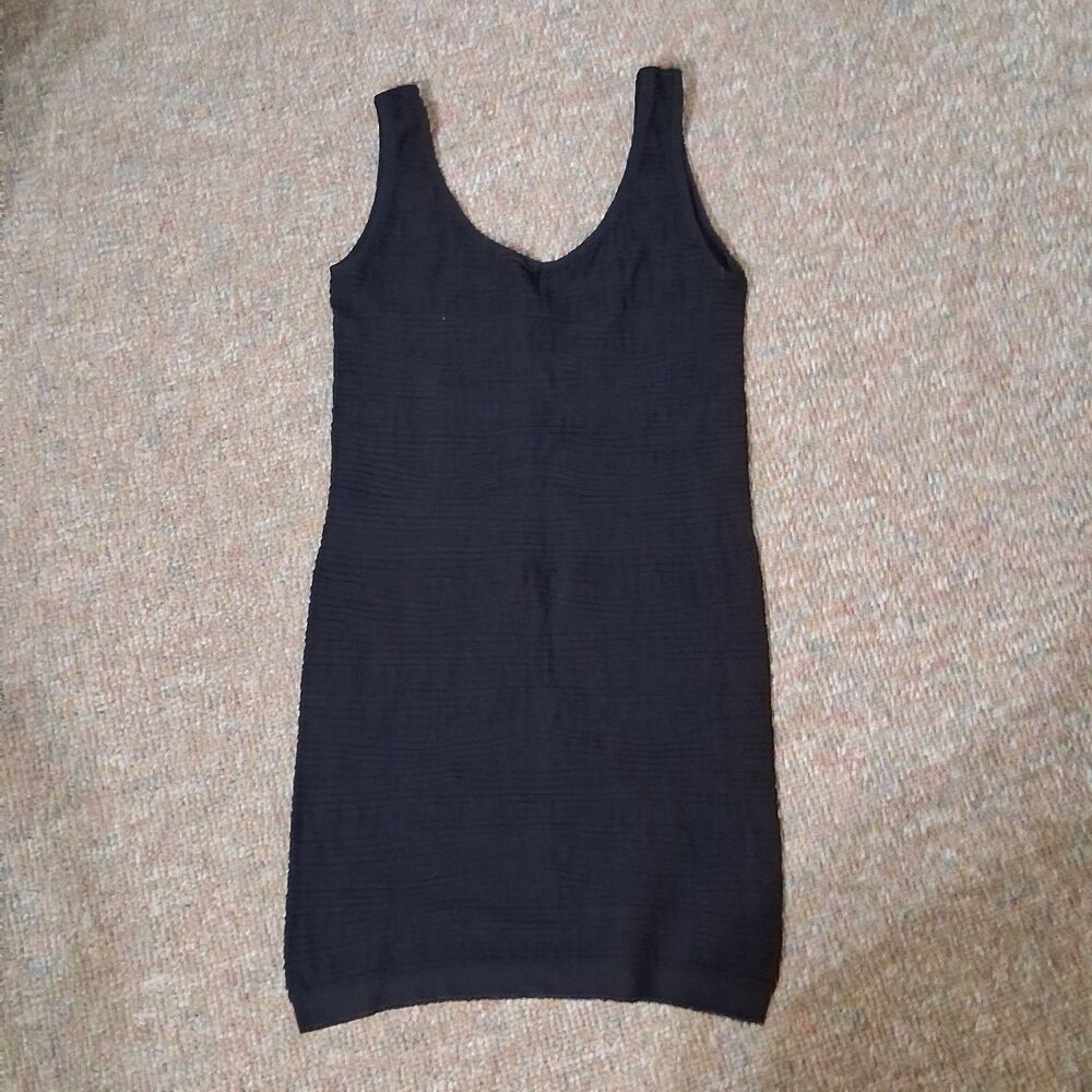 Forever 21 Black Ribbed Bodycon Mini Tank Dress Size Medium Y2K Clubwear Party
